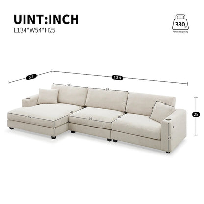 Lalo Modern Corduroy Oversized Sectional Sofa by GDFStudio