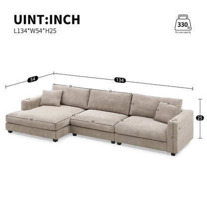 Lalo Modern Corduroy Oversized Sectional Sofa by GDFStudio