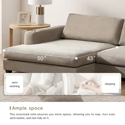 Lalo Modern Corduroy Oversized Sectional Sofa by GDFStudio