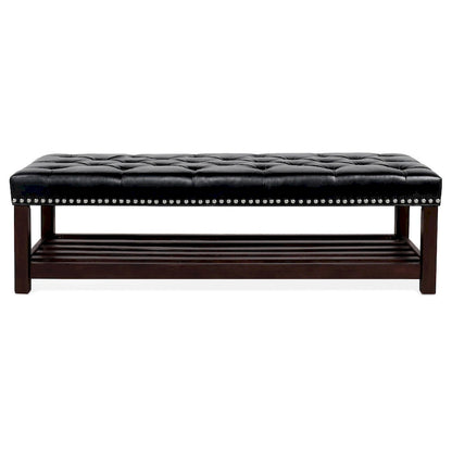 Christopher Knight Home - Florian Tufted Upholstered End of Bed Bench with Nailhead Trim and Shelf