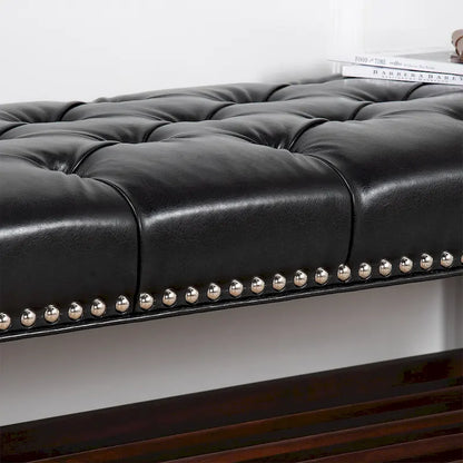 Christopher Knight Home - Florian Tufted Upholstered End of Bed Bench with Nailhead Trim and Shelf