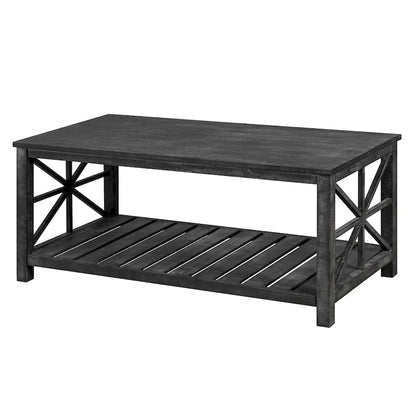 GDFStudio - Nathaniel Rustic Wood Coffee Table with Spacious Storage - 47.24 W x 23.62 D x 19.68 H