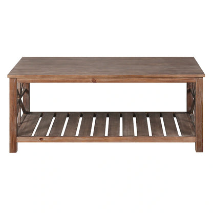 GDFStudio - Nathaniel Rustic Wood Coffee Table with Spacious Storage - 47.24 W x 23.62 D x 19.68 H