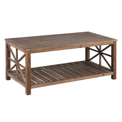 GDFStudio - Nathaniel Rustic Wood Coffee Table with Spacious Storage - 47.24 W x 23.62 D x 19.68 H