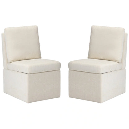 Stansberry Chenille Upholstered Armless Dining Chair with Under Seat Storage and Caster Wheels (Set of 2)