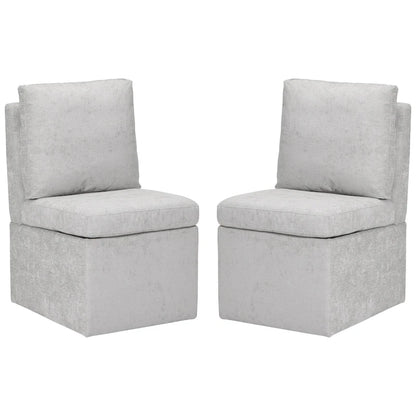 Stansberry Chenille Upholstered Armless Dining Chair with Under Seat Storage and Caster Wheels (Set of 2)