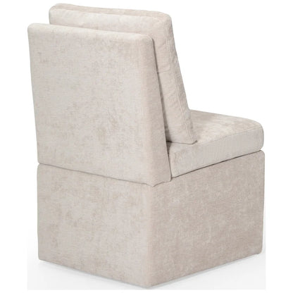 Stansberry Chenille Upholstered Armless Dining Chair with Under Seat Storage and Caster Wheels (Set of 2)