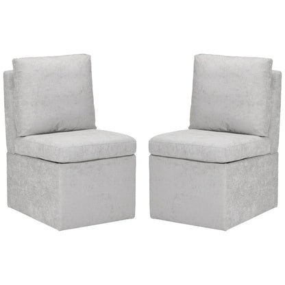 Stansberry Chenille Upholstered Armless Dining Chair with Under Seat Storage and Caster Wheels (Set of 2)