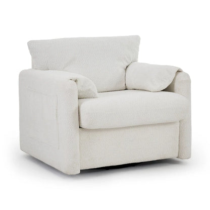 Swivel Accent Chair Single Seater - 360 Rotating Lounge Chair with Chenille Fabric & High-Resilience Cushion