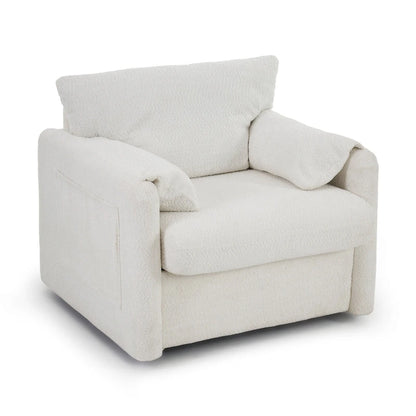 Swivel Accent Chair Single Seater - 360 Rotating Lounge Chair with Chenille Fabric & High-Resilience Cushion