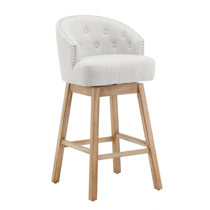 Roomfitters 33.25 Swivel Upholstered Counter Stools, Set of 2 Armless Bar Chairs with Rubberwood Frame and Footrest