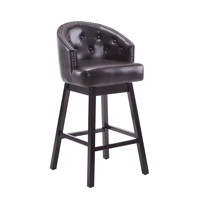 Roomfitters 33.25 Swivel Upholstered Counter Stools, Set of 2 Armless Bar Chairs with Rubberwood Frame and Footrest