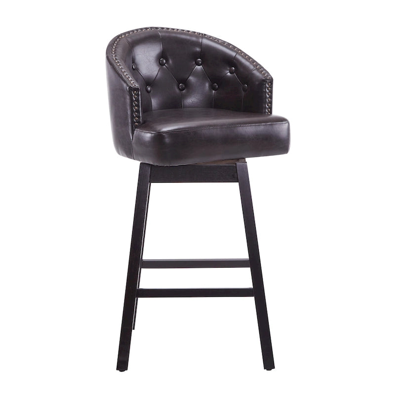 Roomfitters 33.25 Swivel Upholstered Counter Stools, Set of 2 Armless Bar Chairs with Rubberwood Frame and Footrest