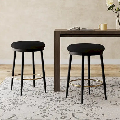 Roomfitters Modern Counter Stools, Set of 2 Bar Height Chairs with Iron Frame, Cushioned Seat and Footrest