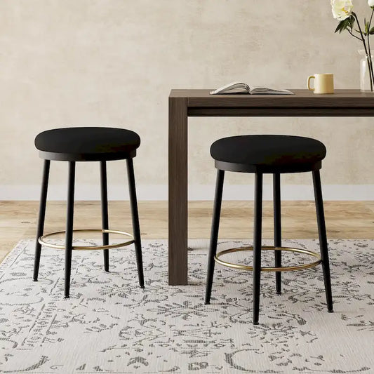 Roomfitters Modern Counter Stools, Set of 2 Bar Height Chairs with Iron Frame, Cushioned Seat and Footrest