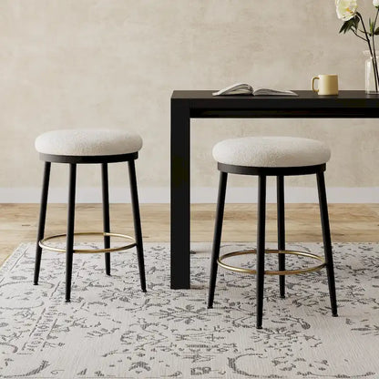 Roomfitters Modern Counter Stools, Set of 2 Bar Height Chairs with Iron Frame, Cushioned Seat and Footrest
