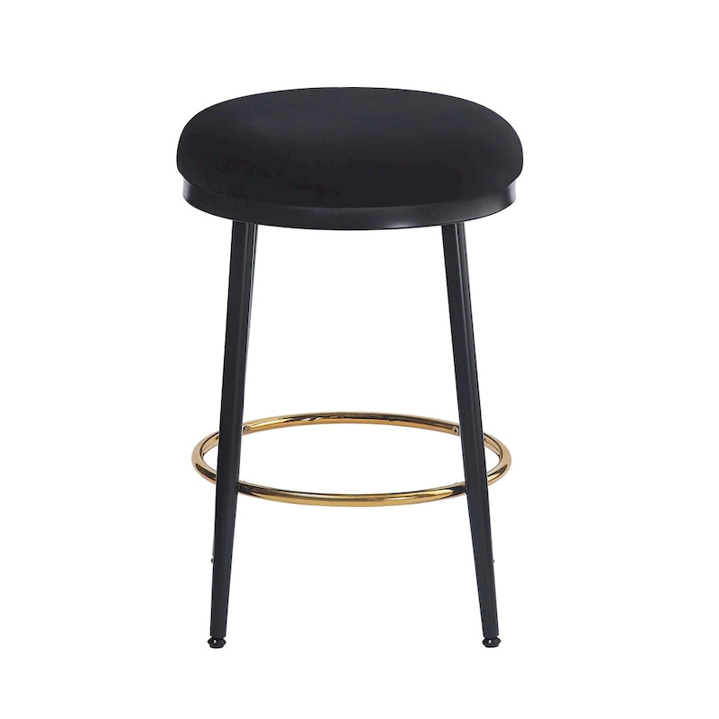 Roomfitters Modern Counter Stools, Set of 2 Bar Height Chairs with Iron Frame, Cushioned Seat and Footrest