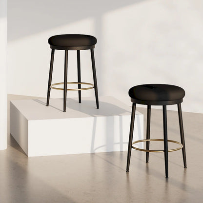 Roomfitters Modern Counter Stools, Set of 2 Bar Height Chairs with Iron Frame, Cushioned Seat and Footrest