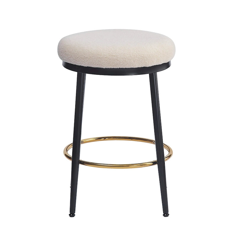 Roomfitters Modern Counter Stools, Set of 2 Bar Height Chairs with Iron Frame, Cushioned Seat and Footrest
