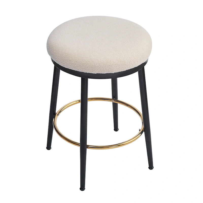 Roomfitters Modern Counter Stools, Set of 2 Bar Height Chairs with Iron Frame, Cushioned Seat and Footrest