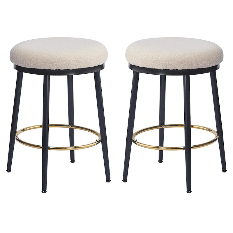 Roomfitters Modern Counter Stools, Set of 2 Bar Height Chairs with Iron Frame, Cushioned Seat and Footrest