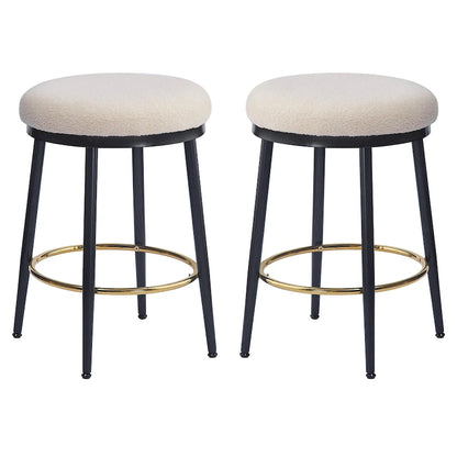 Roomfitters Modern Counter Stools, Set of 2 Bar Height Chairs with Iron Frame, Cushioned Seat and Footrest