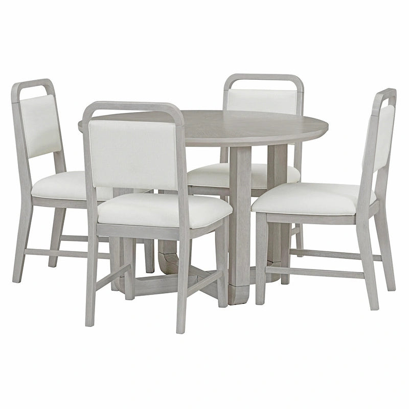 5-Piece Round Dining Table Set Vintage Wood Dining Table and Chair Set with Radial Wood Grain Top for Dining Room Kitchen