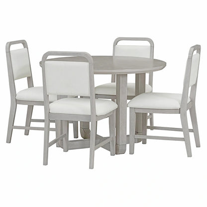 5-Piece Round Dining Table Set Vintage Wood Dining Table and Chair Set with Radial Wood Grain Top for Dining Room Kitchen