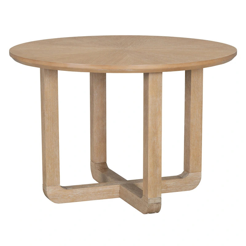 5-Piece Round Dining Table Set Vintage Wood Dining Table and Chair Set with Radial Wood Grain Top for Dining Room Kitchen