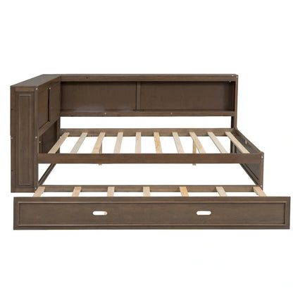 Full Daybed with Shelves, USB Charging, LED Lights & Twin Trundle