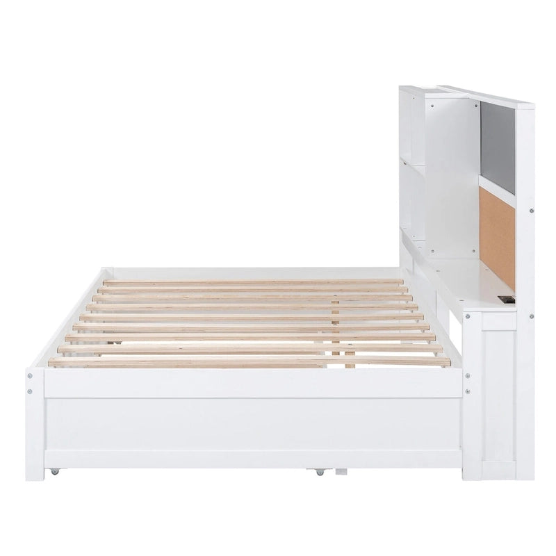 Full Pine Daybed with Blackboard, USB & Trundle