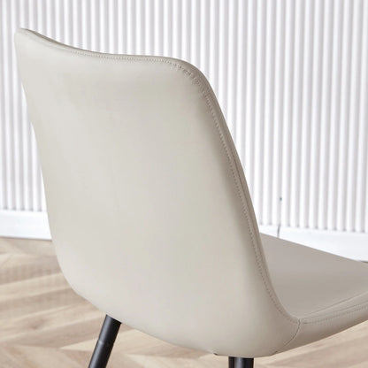 Dining Chair Set of 4, Family Dining Chair with Leather Backrest, Comfortable Kitchen Dining Chair with Extra Wide Cushion