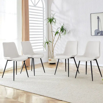 Dining Chair Set of 4, Family Dining Chair with Leather Backrest, Comfortable Kitchen Dining Chair with Extra Wide Cushion