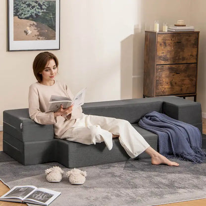 Costway 8-Inch Folding Sofa Bed with High-density Foam & Washable