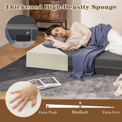 Costway 8-Inch Folding Sofa Bed with High-density Foam & Washable