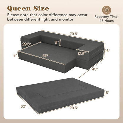 Costway 8-Inch Folding Sofa Bed with High-density Foam & Washable