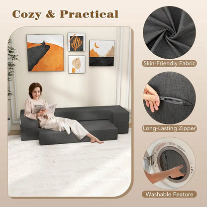 Costway 8-Inch Folding Sofa Bed with High-density Foam & Washable