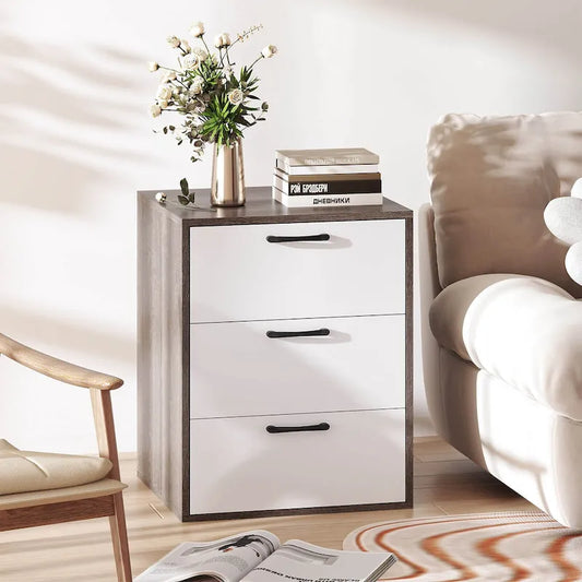 Costway 3 Drawer Dresser Chest of Drawer Storage Cabinet with Wide