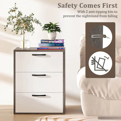 Costway 3 Drawer Dresser Chest of Drawer Storage Cabinet with Wide