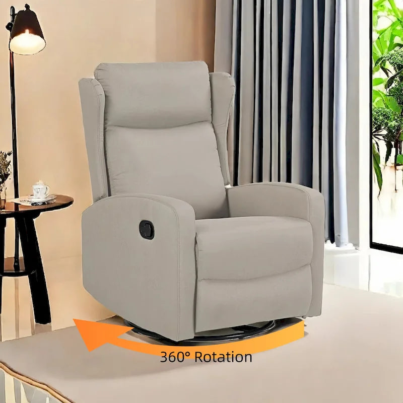 Rocking Swivel Recliner Chair for Living Room, 360 Degree Swivel, Adjustable Modern Reclining Chair with Lumbar Support