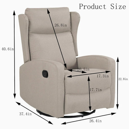 Rocking Swivel Recliner Chair for Living Room, 360 Degree Swivel, Adjustable Modern Reclining Chair with Lumbar Support