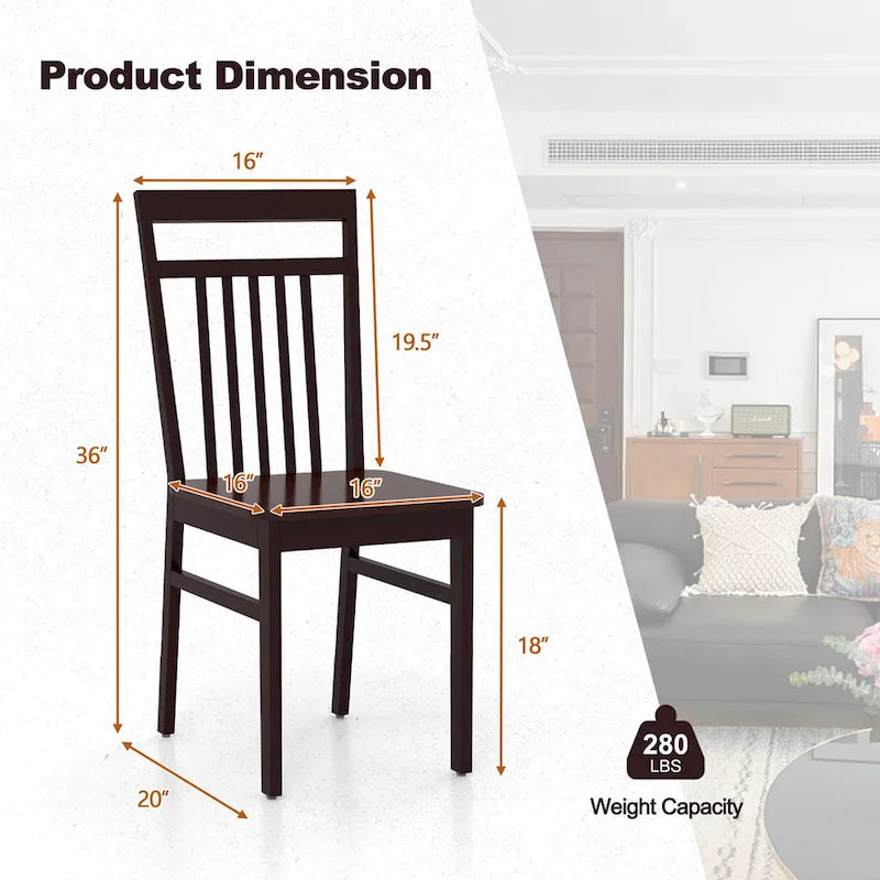 Costway Farmhouse Dining Chair Set of 2/4 Armless Wooden Chair with