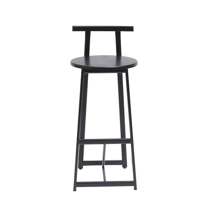 27H Barstool Set of 3 Wooden Round Bar Stools with Footrest, Easy Assembly, for Dining Room, Kitchen