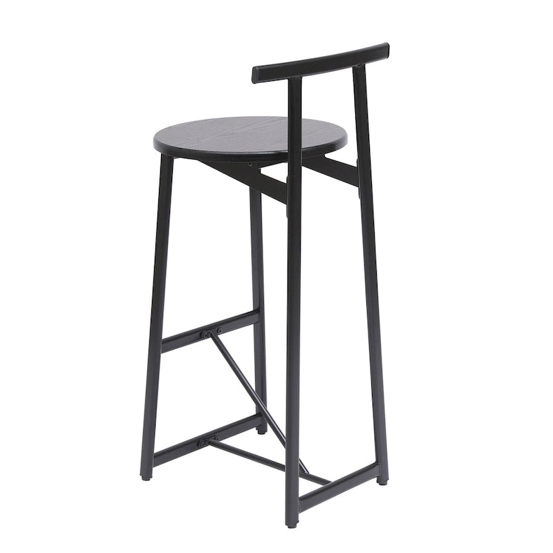27H Barstool Set of 3 Wooden Round Bar Stools with Footrest, Easy Assembly, for Dining Room, Kitchen
