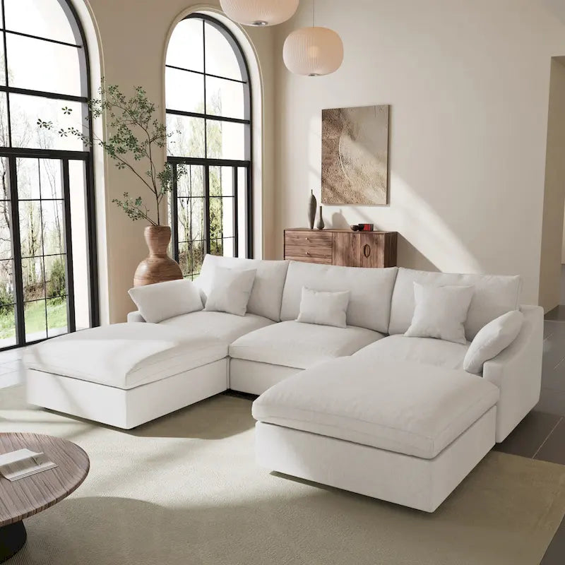 Modular Sectional Sofa Cloud Couch, 119.29 Oversized U Shaped Couch with Chaise Ottomans for Living Room