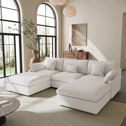Modular Sectional Sofa Cloud Couch, 119.29 Oversized U Shaped Couch with Chaise Ottomans for Living Room