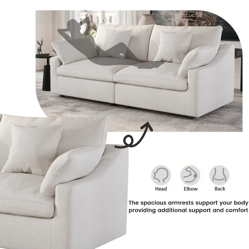 Modular Sectional Sofa Cloud Couch, 119.29 Oversized U Shaped Couch with Chaise Ottomans for Living Room