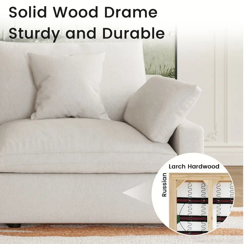 Modular Sectional Sofa Cloud Couch, 119.29 Oversized U Shaped Couch with Chaise Ottomans for Living Room