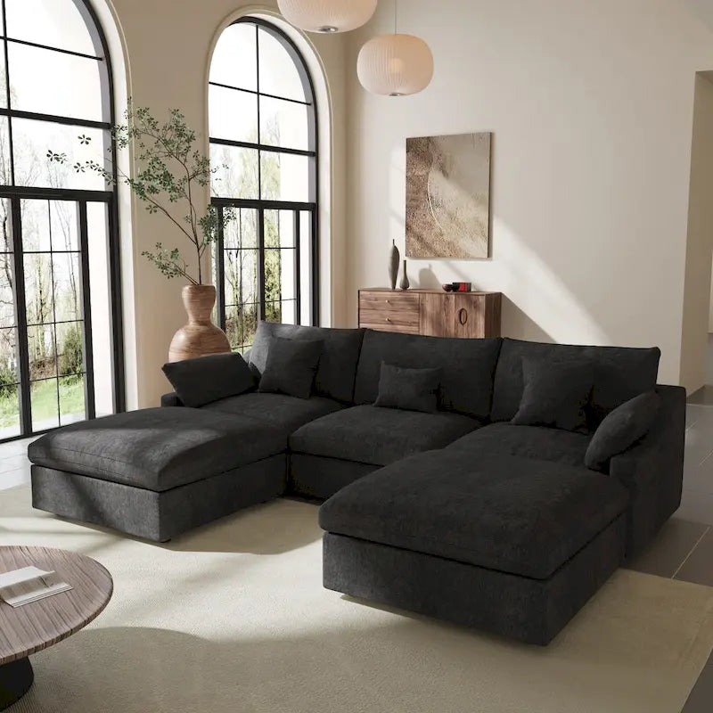 Modular Sectional Sofa Cloud Couch, 119.29 Oversized U Shaped Couch with Chaise Ottomans for Living Room