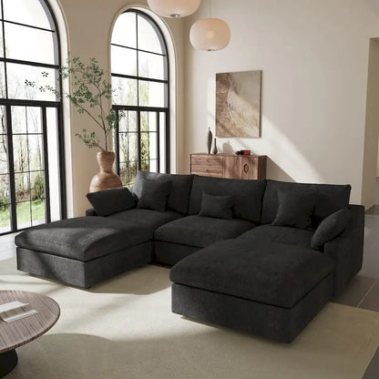 Modular Sectional Sofa Cloud Couch, 119.29 Oversized U Shaped Couch with Chaise Ottomans for Living Room